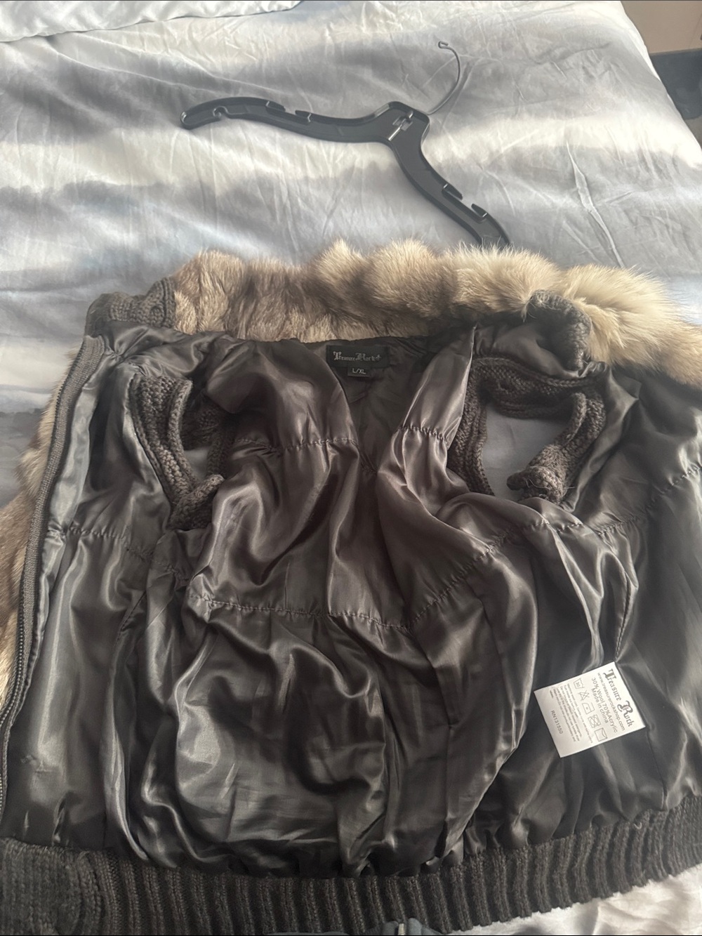 Women's Brown Bomber Jacket with Faux Fur Trim